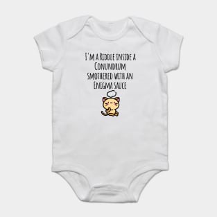 Funny I'm a Riddle Conundrum Enigma Cat design Baby Bodysuit